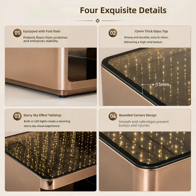 Commercial Cigar Bar Table with LED Lights Heavy Duty Center Table Futuristic Luminous Leisure Table for Hotels and KTVs