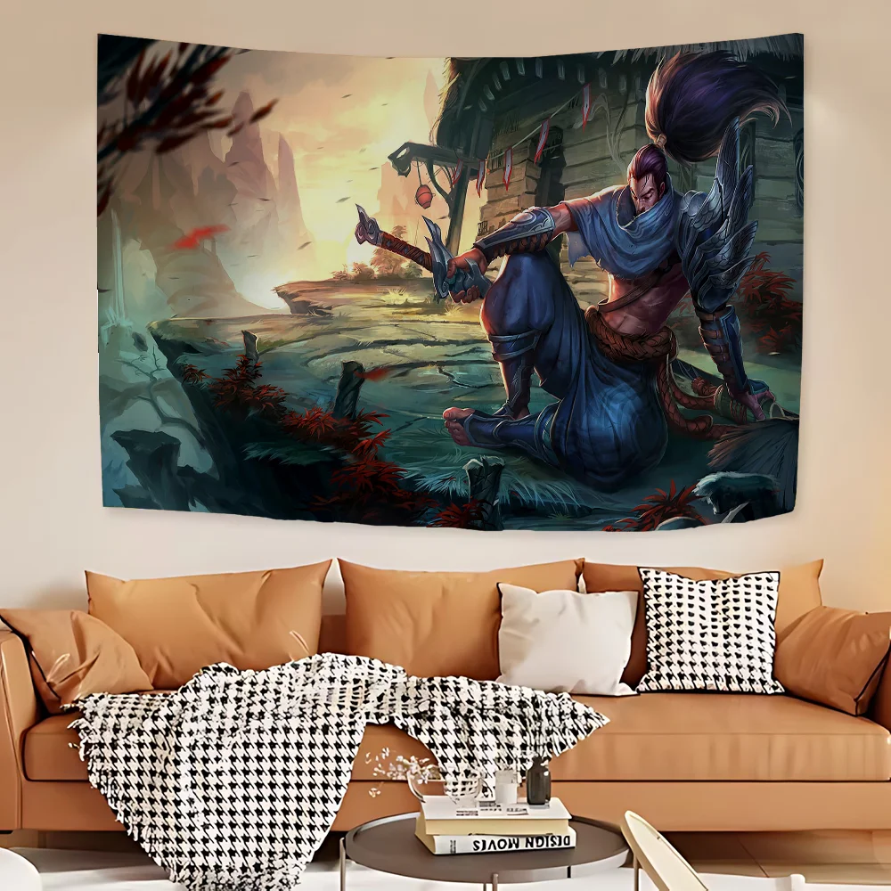 League Of Legends Yasuo Printed Large Wall Tapestry Indian Buddha Wall Decoration Witchcraft Bohemian Hippie Decor Blanket