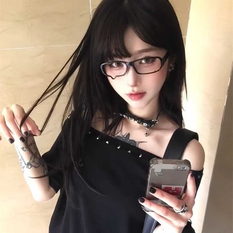 Anime Y2K Teardrop Glasses Cosplay Square Eye Glasses Women's Retro Harajuku Eyewears