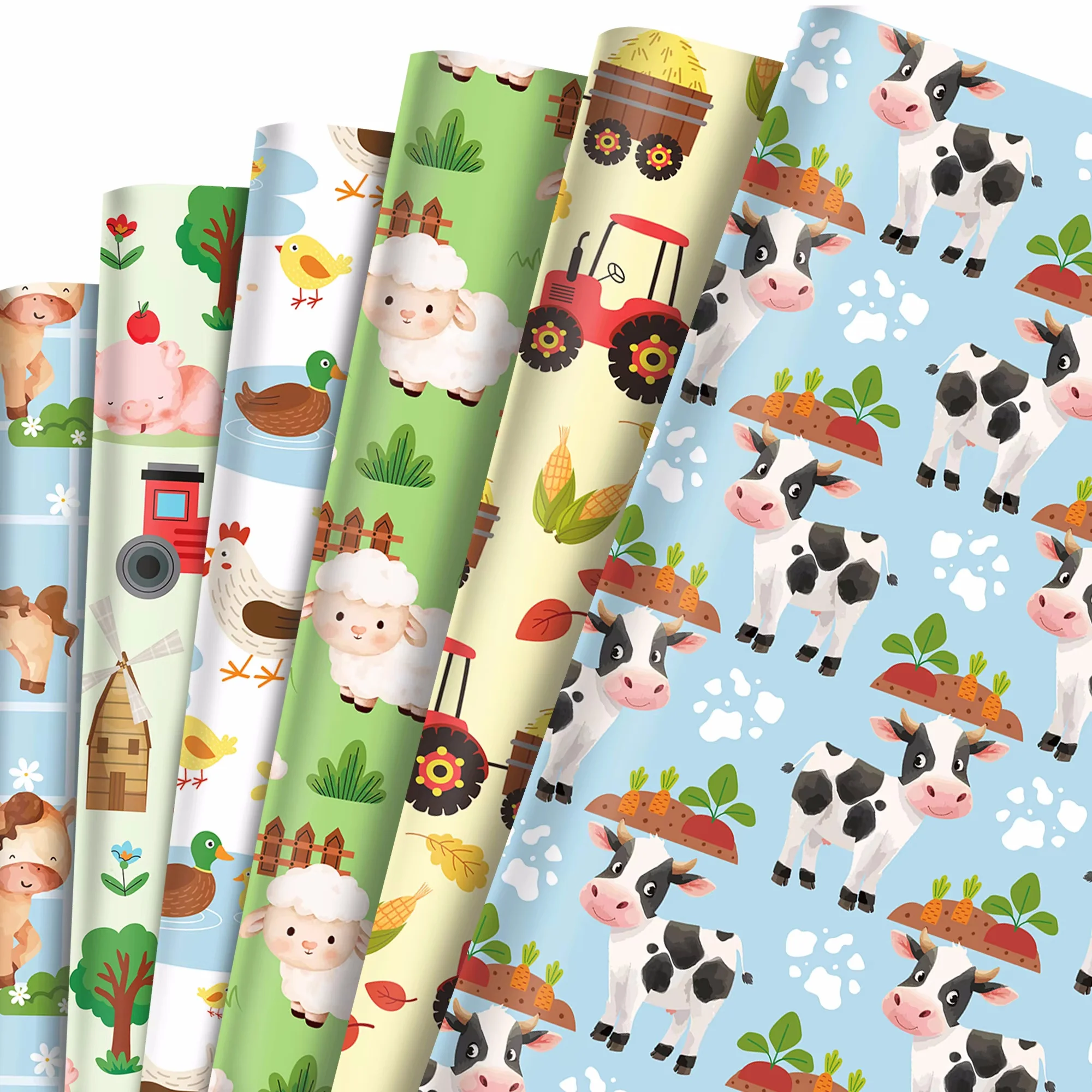 12 Stück Bauernhof Kuh Pferd Schaf Schwein Geschenkmaterial Papier Geburtstag Babyparty Party Geschenke Kinder Geschenkverpackung Bastelpapiere
