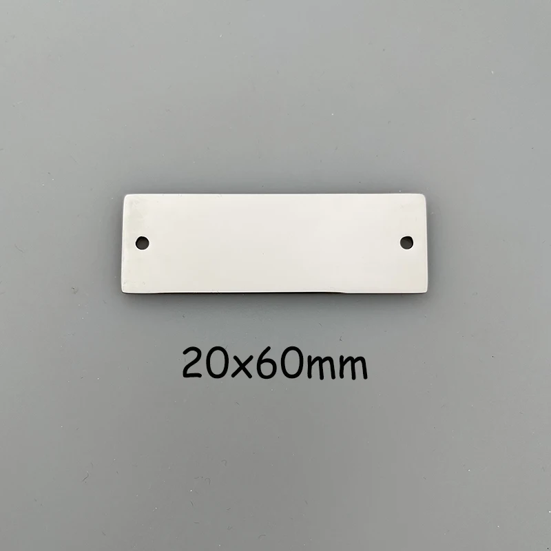 MaiLun 30 Stück 18 x 32 mm 20 x 60 mm Edelstahl-Rechteckverbinder, lasergraviertes Design, Logo-Etikett, polierte Metallplatten – Detail 6