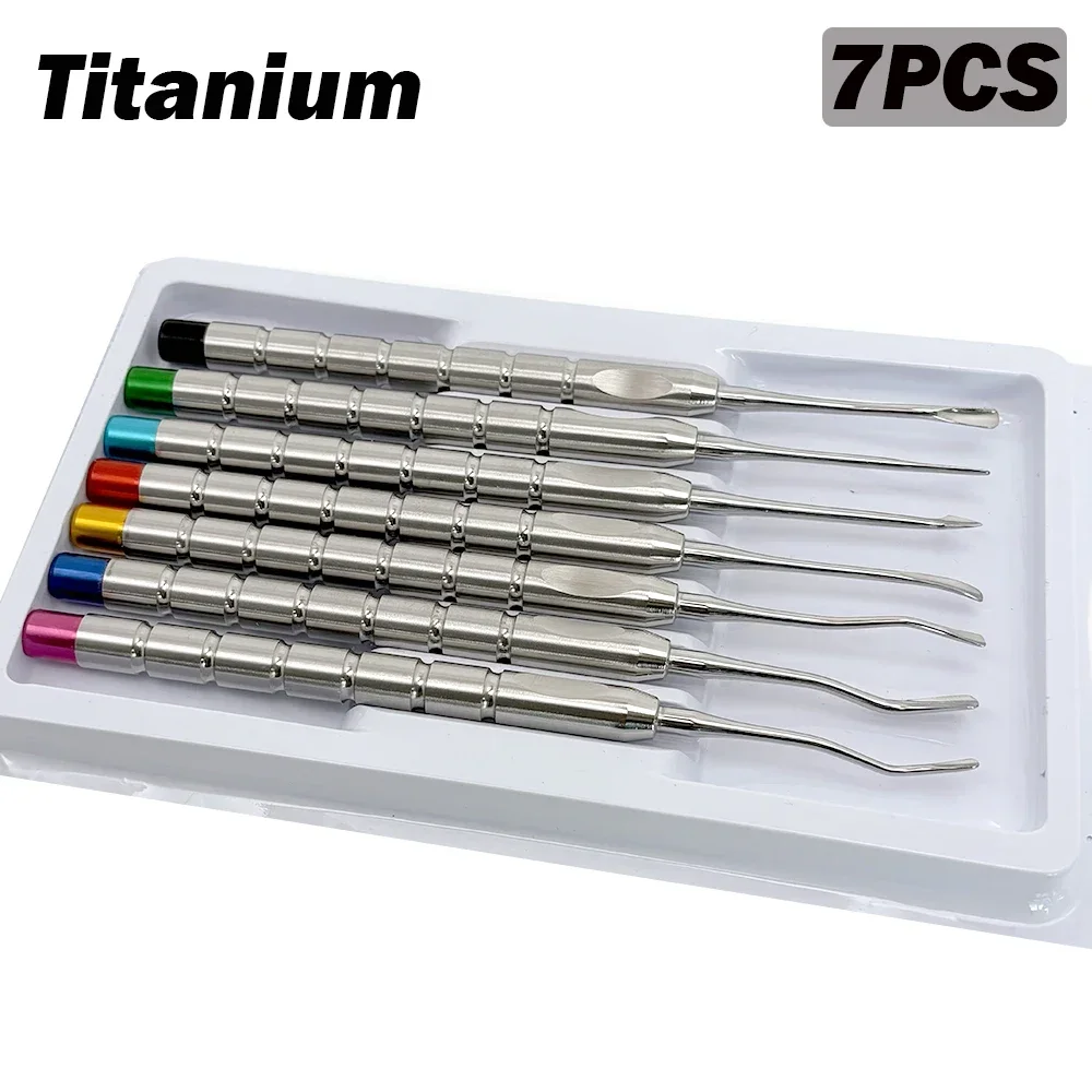 7Pcs/set Dental Implant Luxating Root Tooth Elevator Knife Extraction Tooth Extracting Elevator Dentist Titanium Instruments