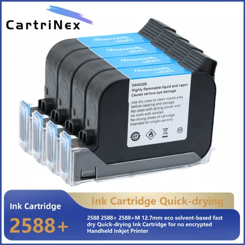 2588+ 2588 2588+M 42ML Black Red Blue Green Ink Cartridge Quick-drying 12.7mm Print Height Universal for Handheld Inkjet Printer
