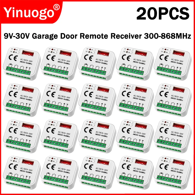 AC DC 9-30V 300-868MHz Garage Door Remote Control Receiver Relay Module 433 868 MHz Transmitter for Garage Door and Gate Control