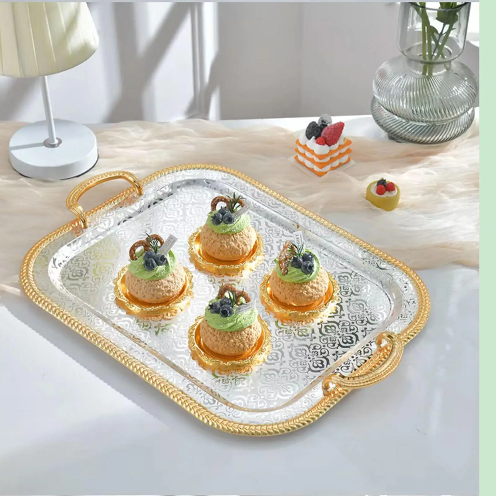 

3 Pieces Serving Plates, Decorative Tray, Cupcake Storage Organizer, Dessert Tray Kitchen Storage Tray for Dessert