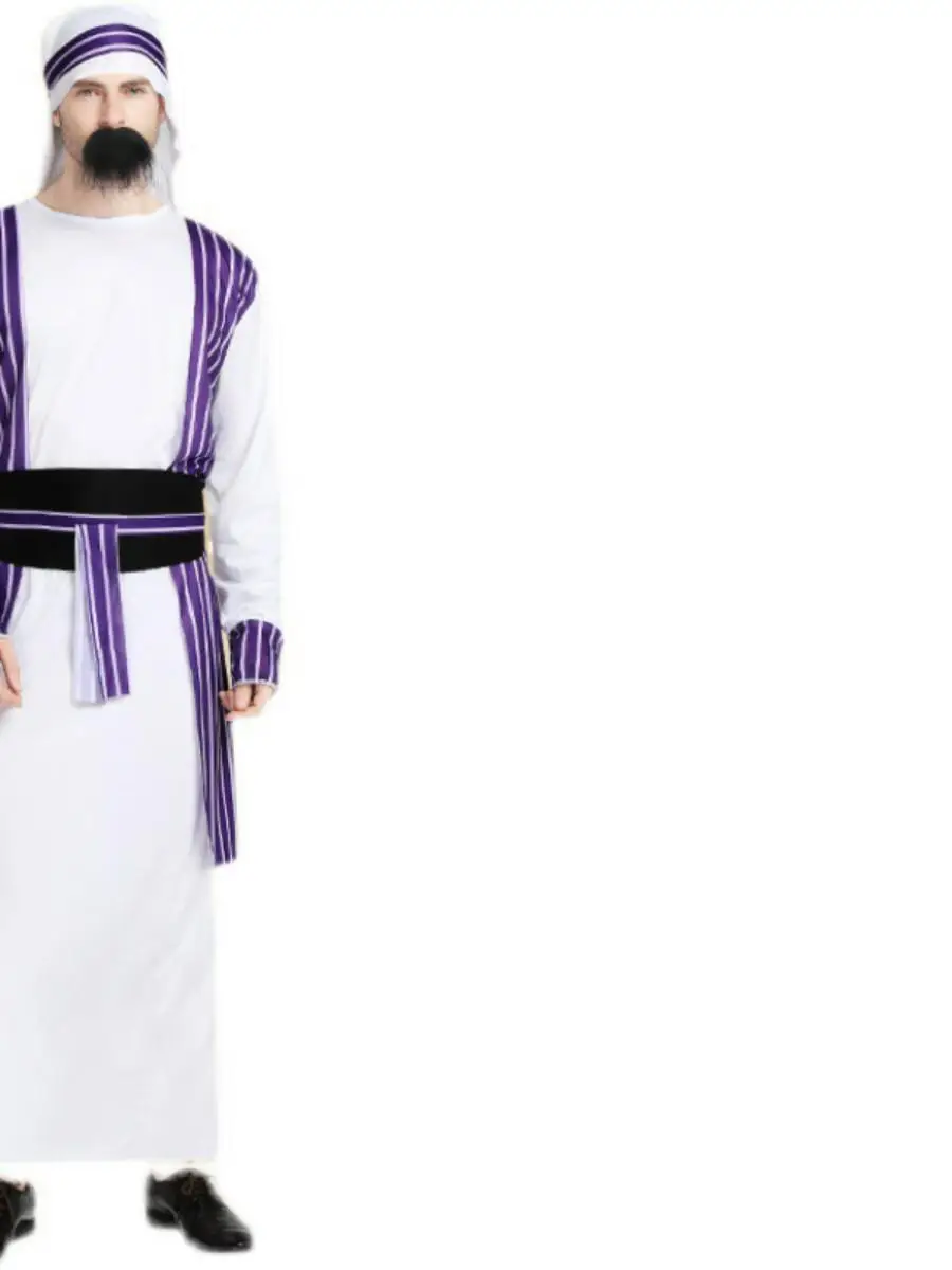 Arabisch kostuum gewaad voor mannen en vrouwen Midden-Oosten Dubai Halloween epherd outfit lang gewaad gemaskerd bal kostuum polyester