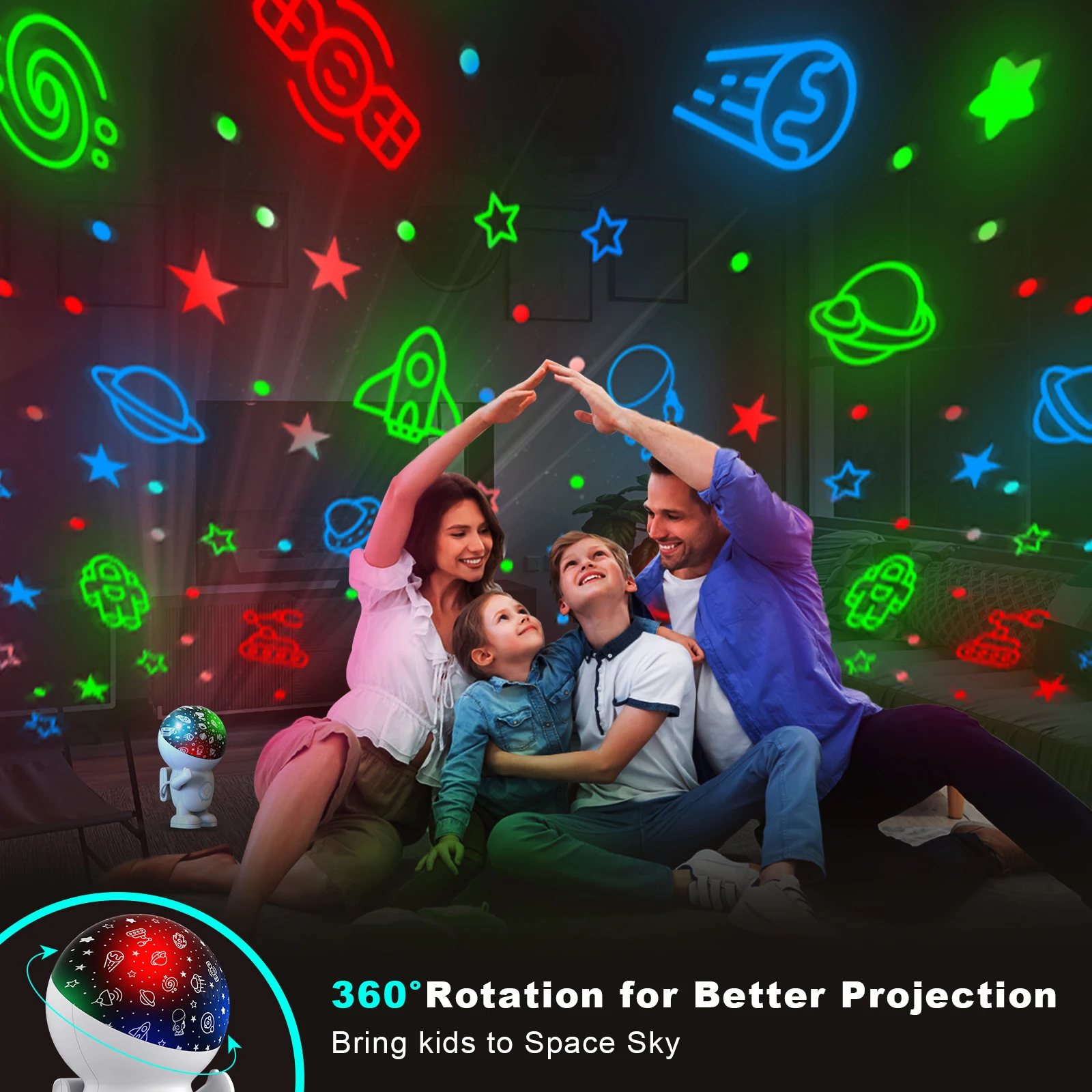 Star Projector, Galaxy Night Light, Astronaut Star Nebula Ceiling LED Light with Timer and Remote Control, Gift for Kids for Bed