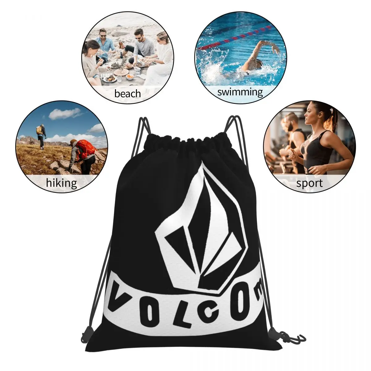 Volcom Logo Plecaki Przenośne torby ze sznurkiem Pakiet ze sznurkiem Kieszonkowa torba sportowa Torby na książki dla mężczyzn, kobiet, studentów