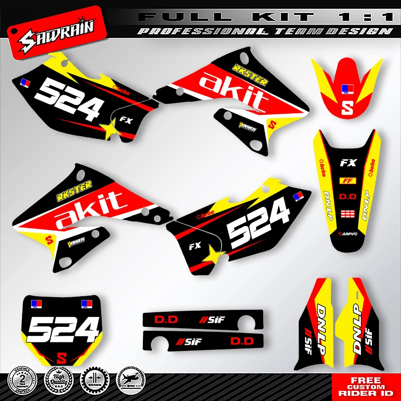 

Sawrain Motorcycle Sticker Custom Team Graphics Decals Kit For SUZUKI RMZ250 2004 2005 2006 02