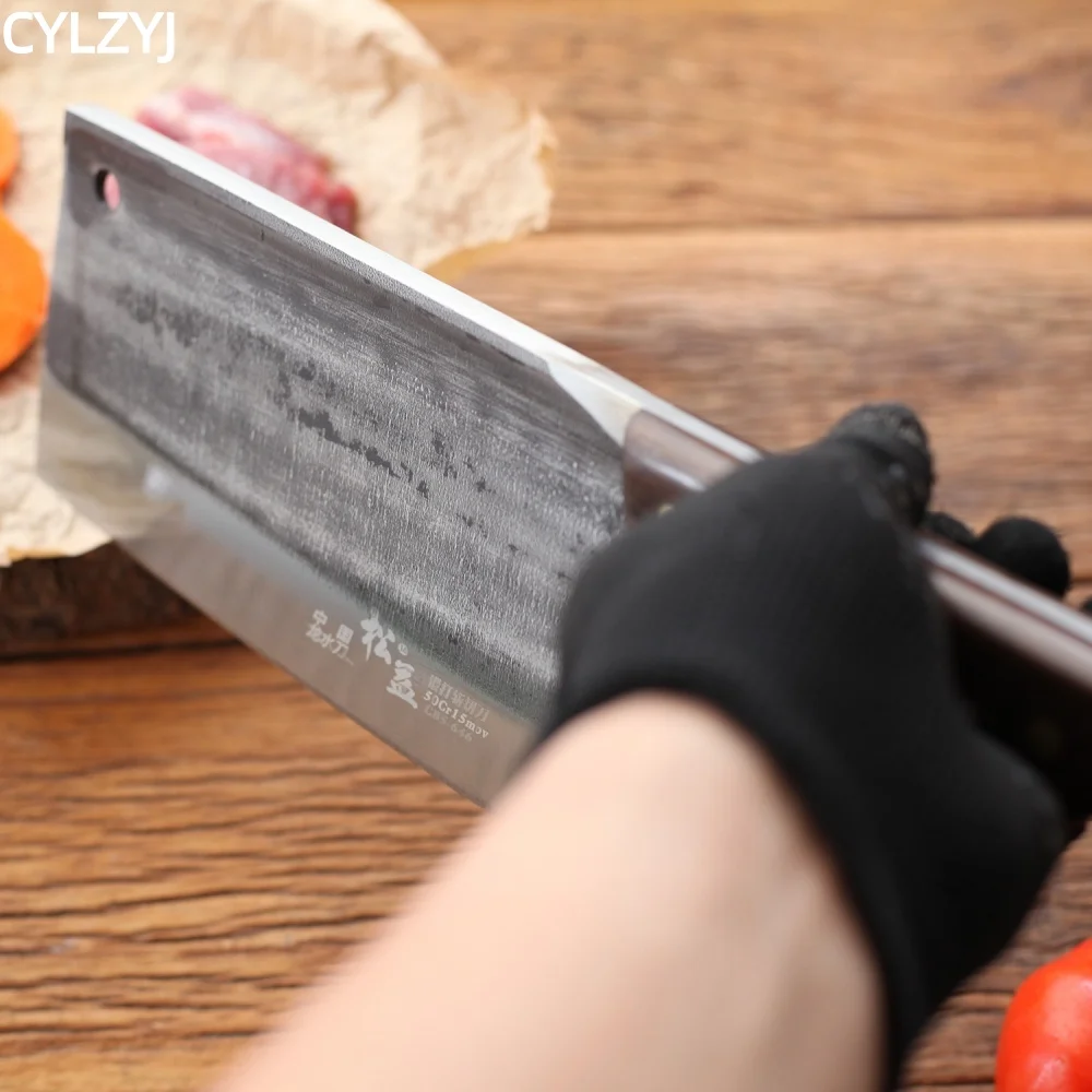 

Chinese Chopping Knife 7.8 mm Thickened Handmade Forged Kitchen Bone Knife Butcher Durable Hard Blade Chopper Kitchen Knife Tool
