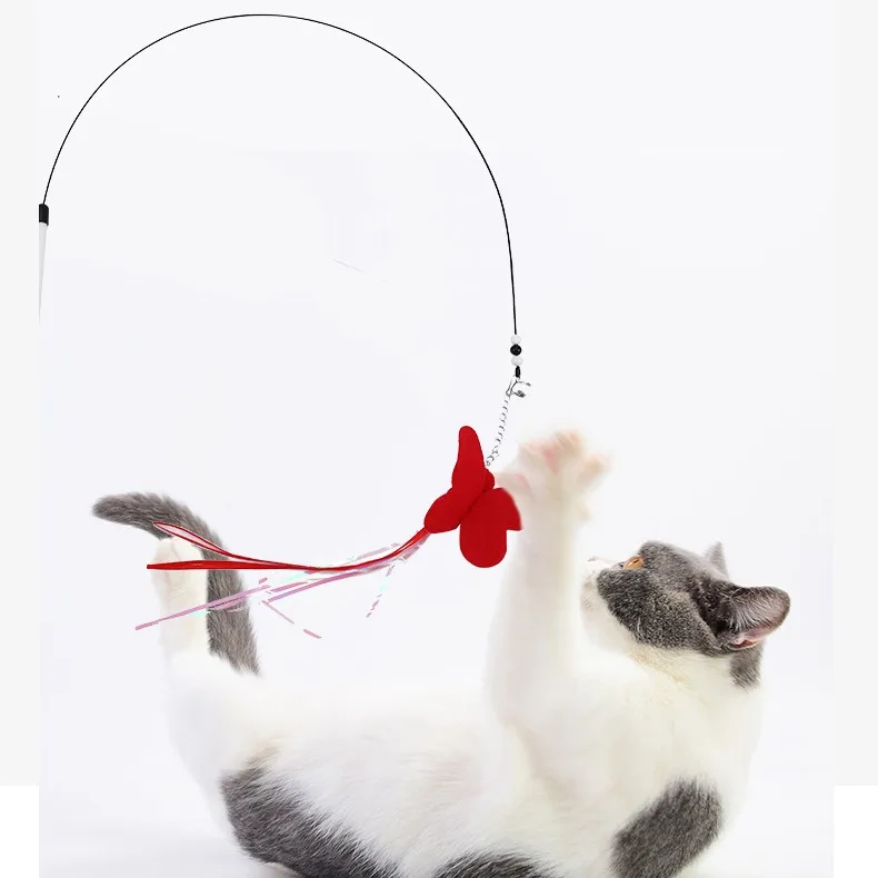 Giocattoli interattivi per gatti all'ingrosso Wire Fun Tat Sticks Giocattoli per animali domestici Gattini Giocano con bastoncini Teaser