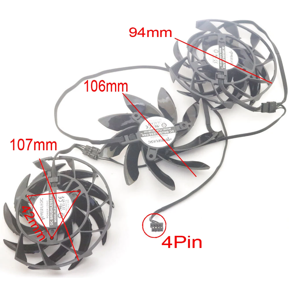 PLD10015B12H DC12V 0.55A  4Pin For GIGABYTE RTX3070ti RTX3080 RTX3080ti AORUS XTREME Graphics Card Cooling Fan