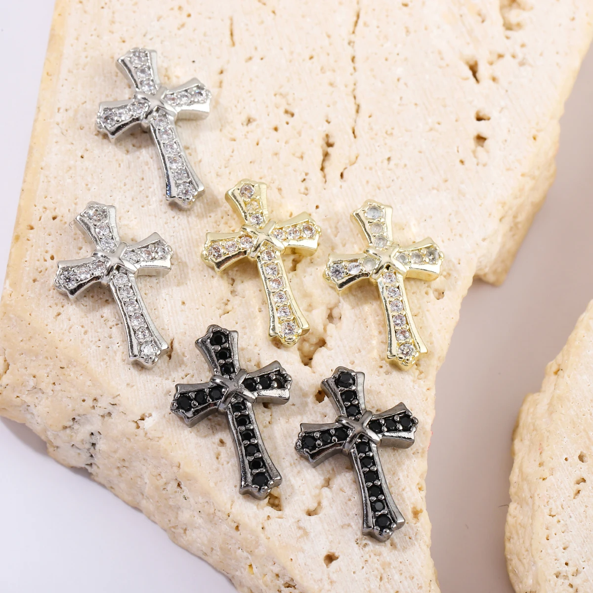 6szt punk wind dark retro krzyż wiertarka do paznokci trim y2k metalowy zestaw miedzi diament cyrkon krzyż rhinestone akcesoria do wierteł do paznokci