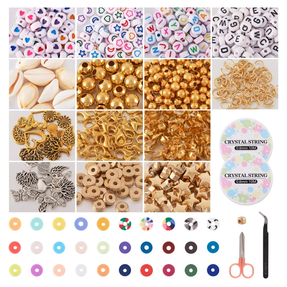 7285Pcs Polymer Clay Beads 6mm Flat Heishi Beads for Jewelry Making Supplies Kit DIY Preppy Bracelet Necklace Set for Teen Girls