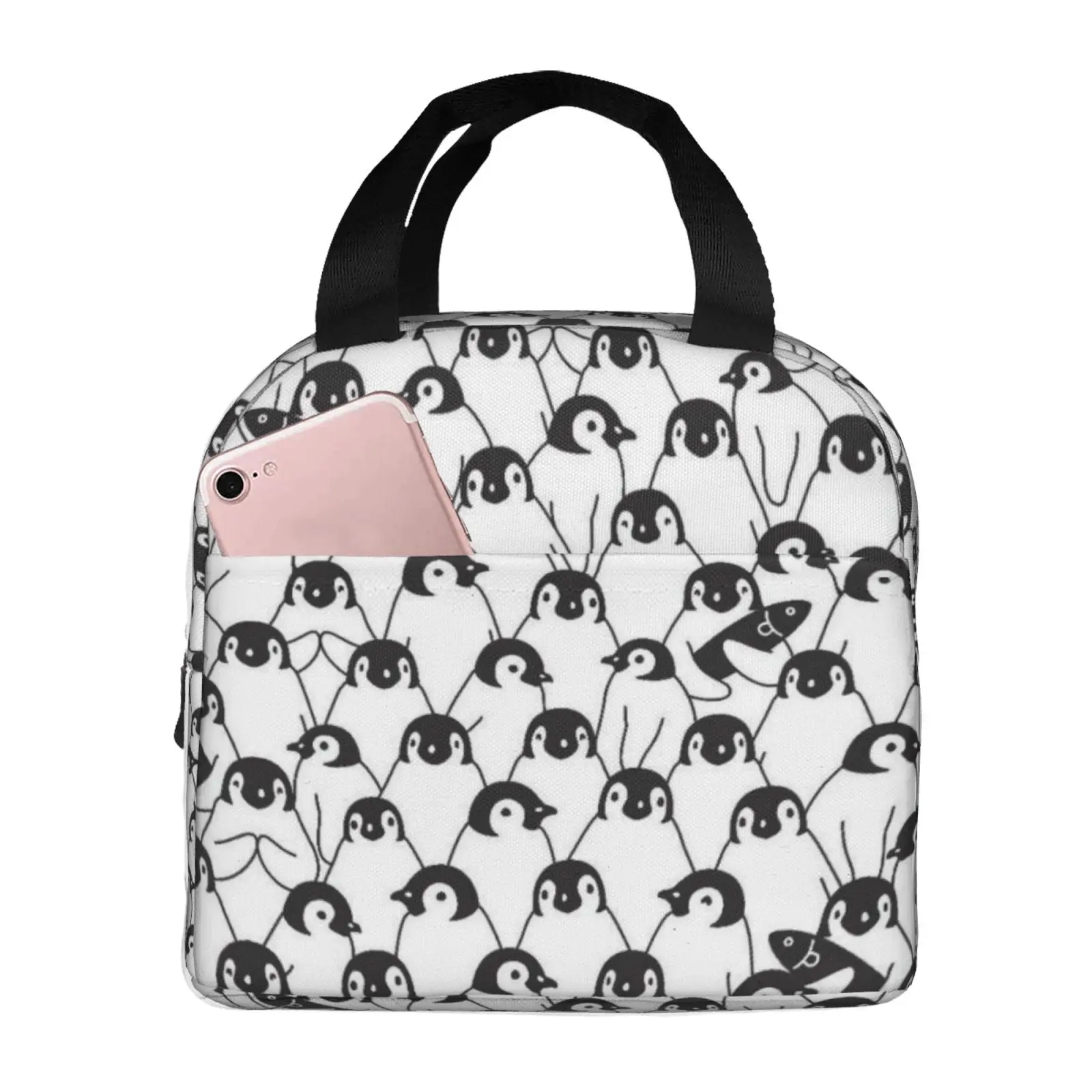 Diverse and Cute Penguins Pattern Insulated Lunch Box Leak-proof Thermal Cooler Lunch Bag for Men Women Kids Work Trip Picnic