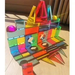 Kids Rainbow Lucite Acylic Cube Stacking Geometric Blocks High Transparent Triangle Rectangle Toys