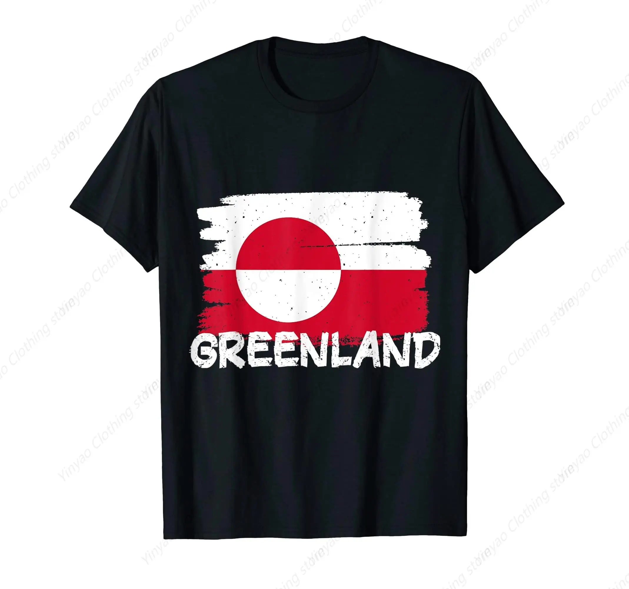 Greenland flag pattern T-shirt for men and women fashionable simple street casual cotton daily short sleeved