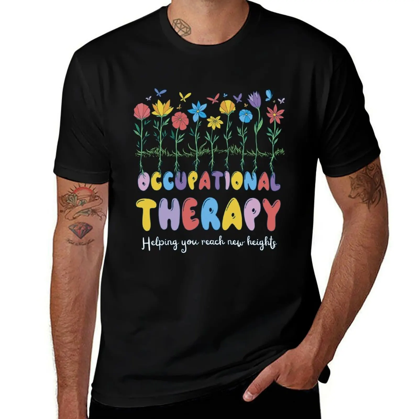 Floral Occupational Therapy New Heights T-Shirt Utility Work Short Sleeve Top T-Shirt