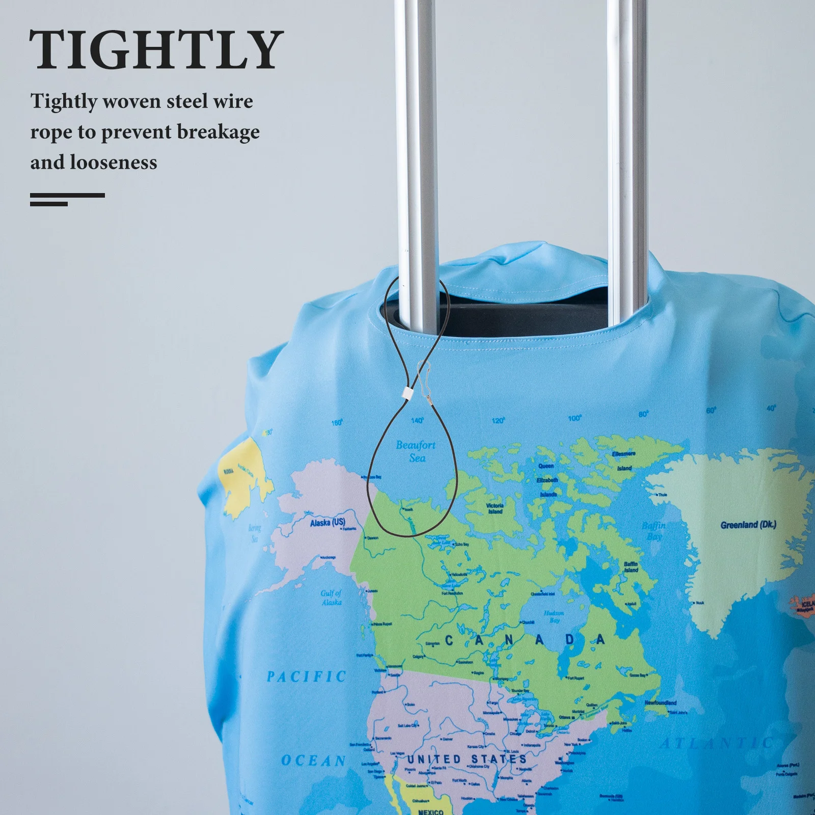 10 Pcs Drawstring Wire Rope Cable Door Locks Keychain Stainless Steel Heavy Duty Rings