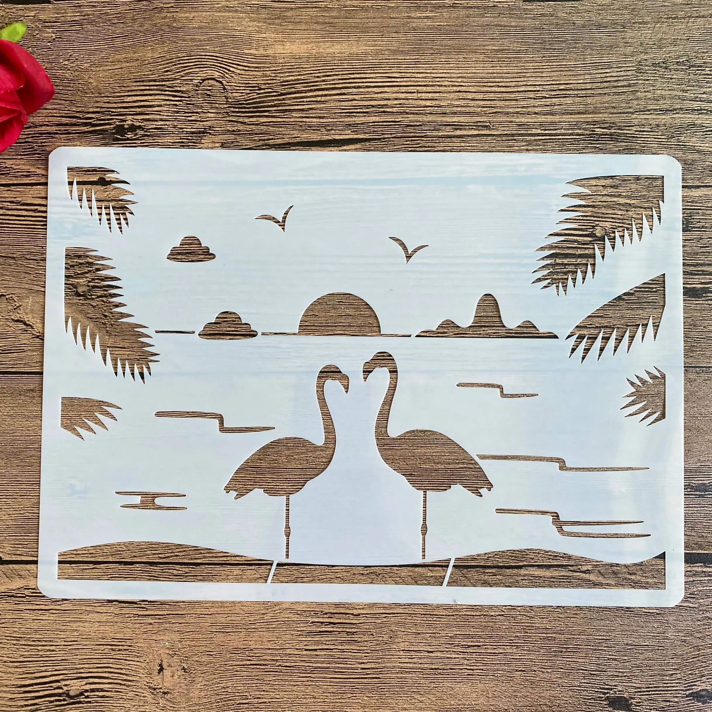 A4 29 *21cm DIY  Stencils wall  Painting Scrapbook Coloring Embossing Album Decorative Paper Card Template wall Flamingo