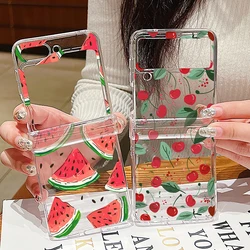 Colorful Fruit Patterns Folding Phone Case For Samsung Galaxy Z Flip7 FE Flip5 Flip6 Clear PC Cover For Samsung Z Flip 7 6 5 4 3
