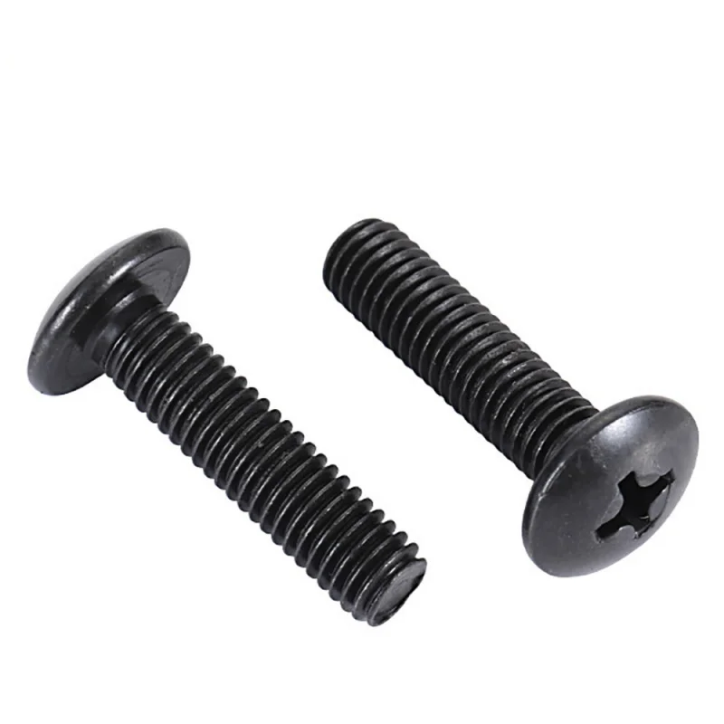 10Pcs/lot M2 M2.5 M3 M3.5 M4 M5 M6 TM Screws Phillips Truss Mushroom Head Screw Black Plated Electronic Carbon Steel Screws