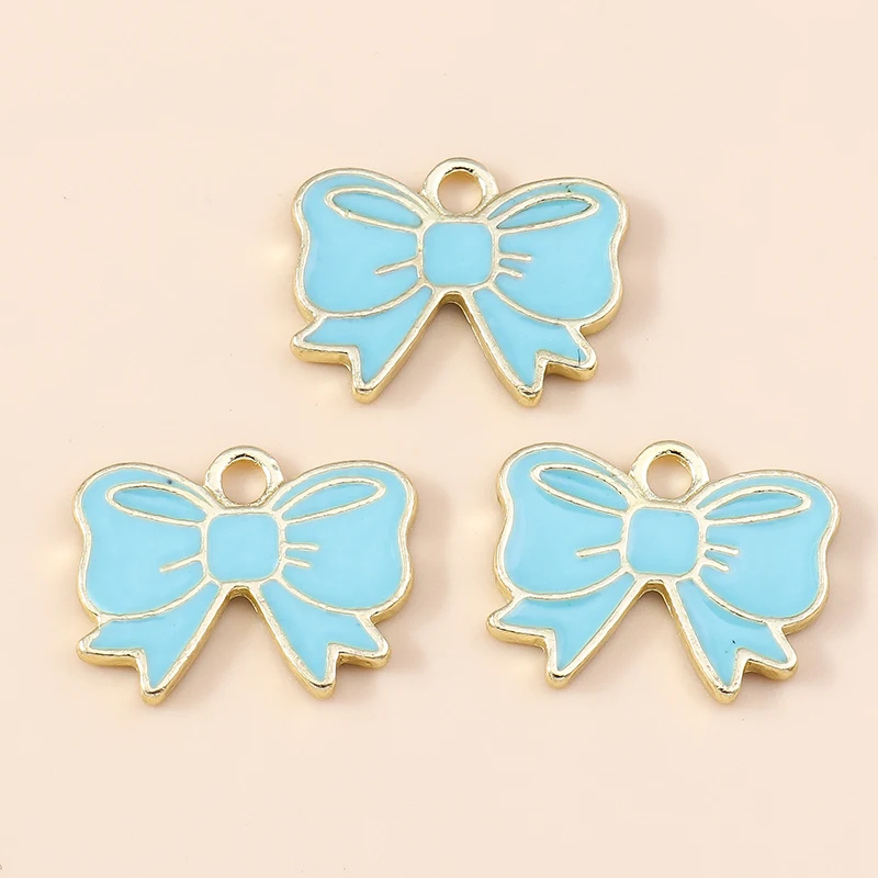 10 stks 18*14mm 5 kleuren Cartoon Emaille Lint Strik Bedels voor Oorbellen Kettingen DIY Handgemaakte Sieraden Maken accessoires