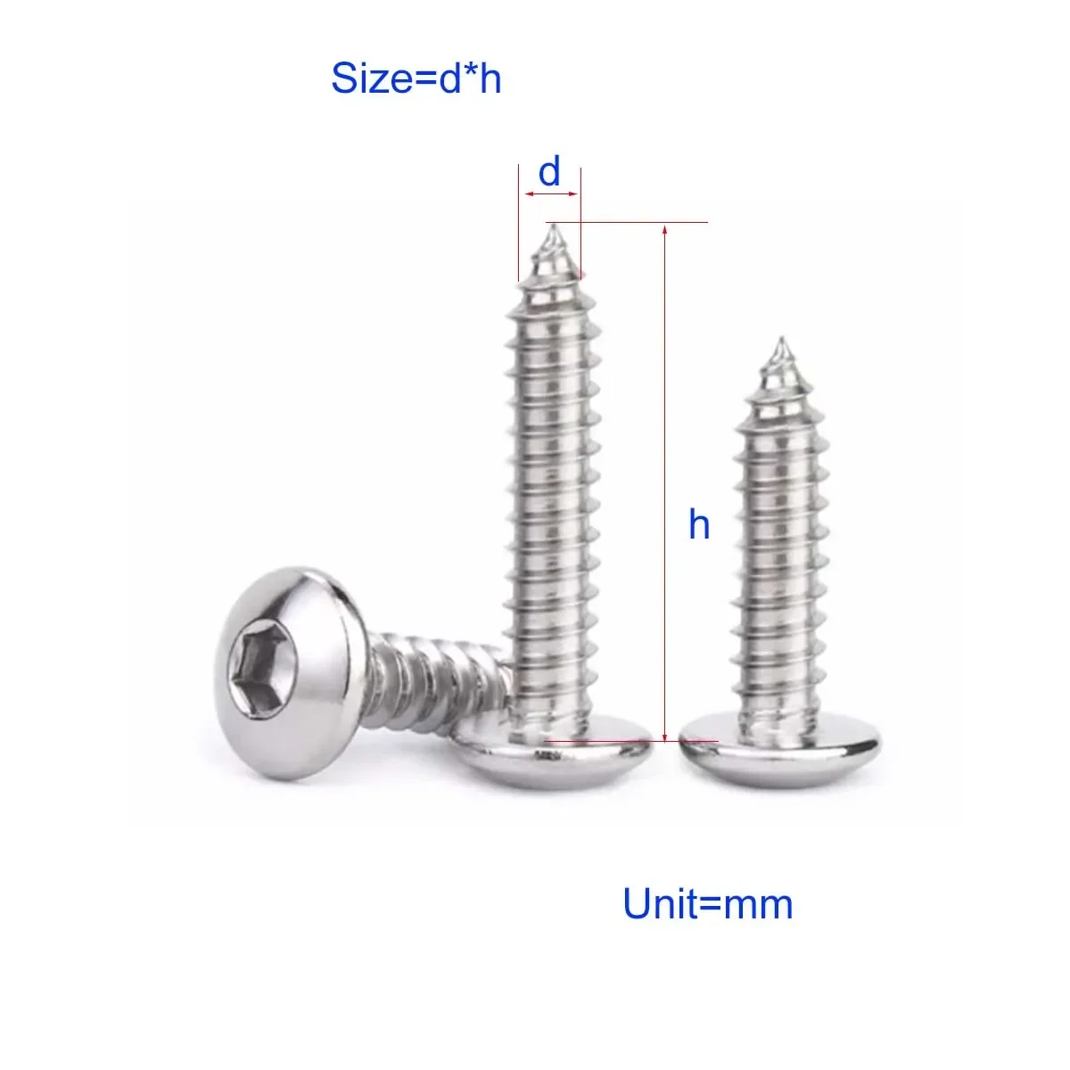 

304 Stainless Steel Large Flat Head Hexagonal Self Tapping Screw M3M4M5M6M8