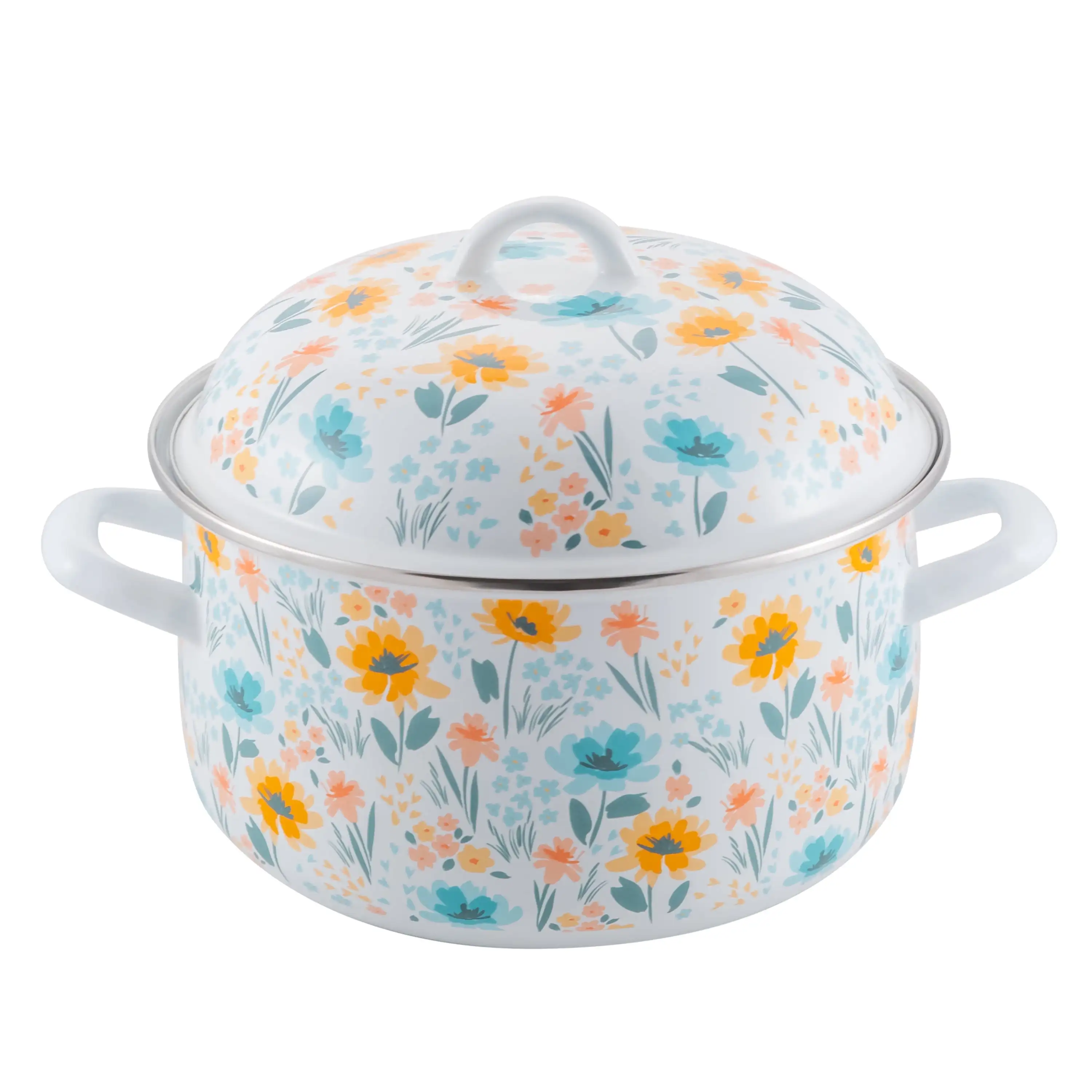 

6Qt Floral Porcelain Enamel Dutch Oven