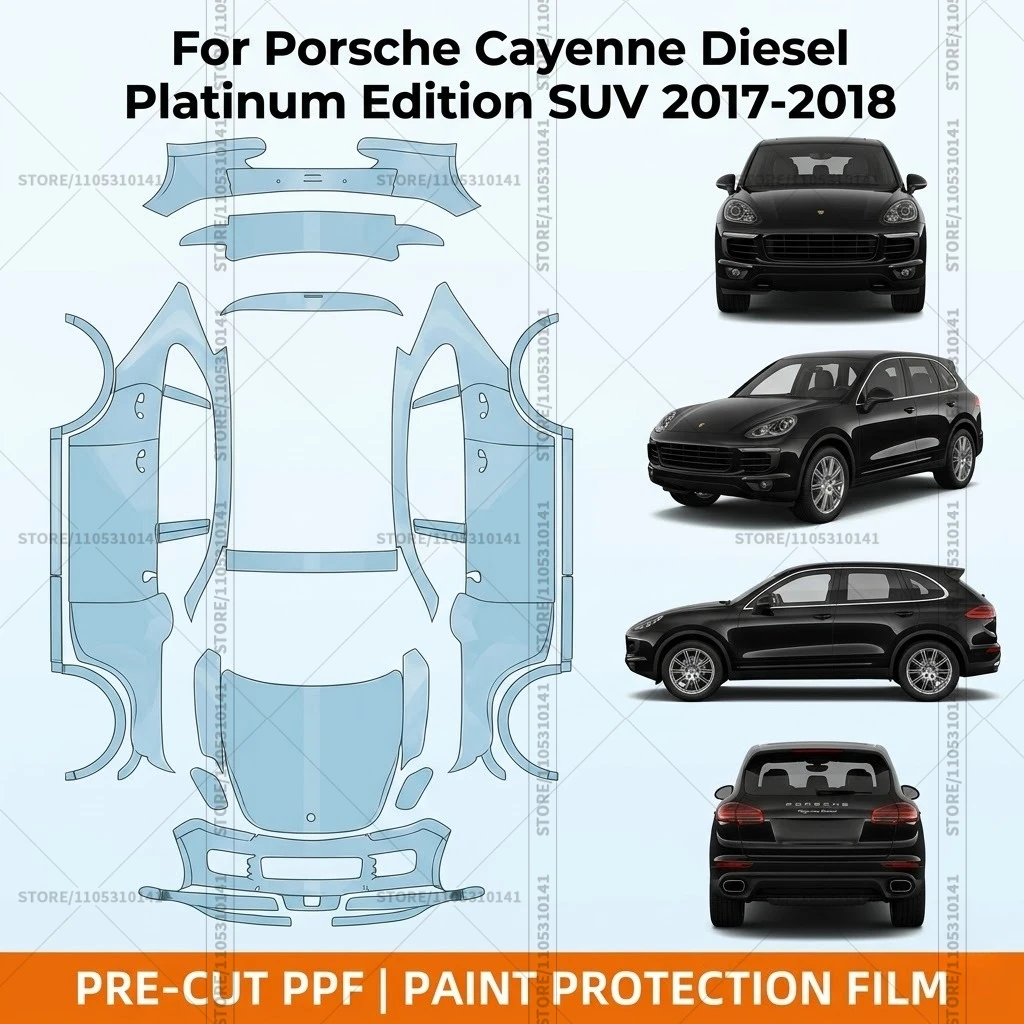 

Pre-Cut Paint Protection Film PPF Transparent Bumper Clear Bra Car Film For Porsche Cayenne Diesel Platinum Edition SUV2017-2018