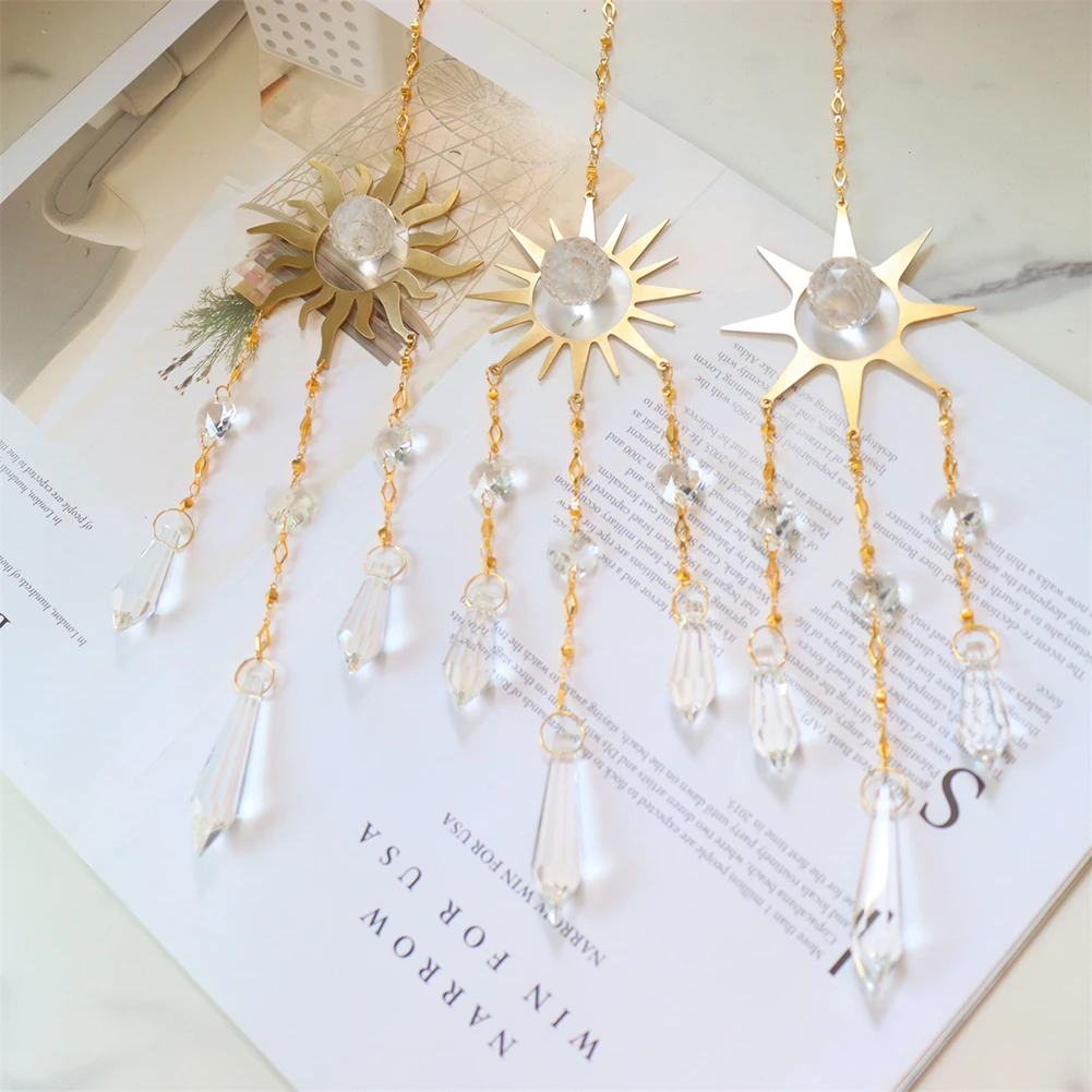 Crystal Prisms Light Catcher Window Windchimes Hexagon Crystal Window Hanger Garden Decor Hanging Chandelier Home Decoration