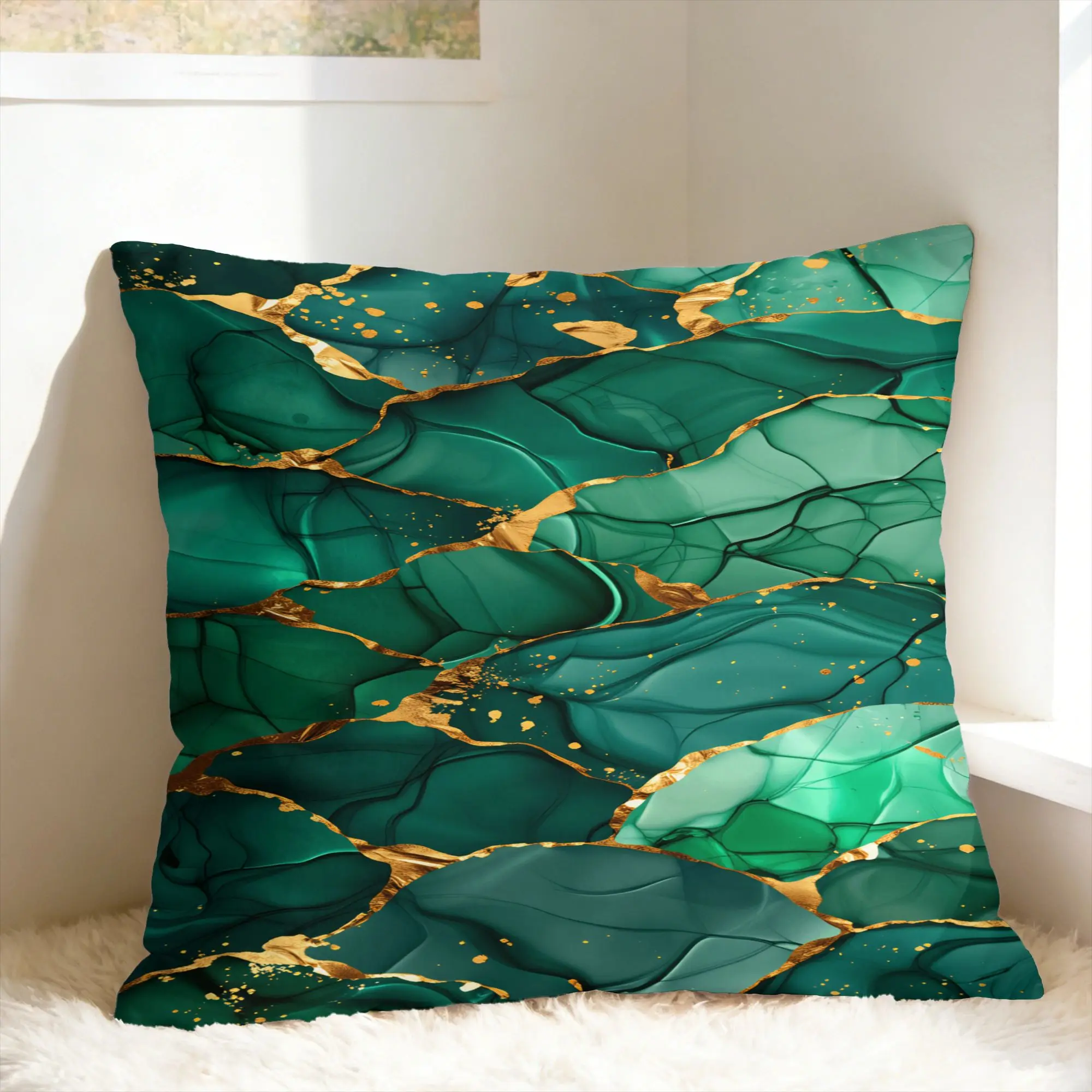 Green and Gold line Pattern Pillow Cover  Vintage Pillow Case For Wedding Party Home Decor Soft Pillowcases Gift