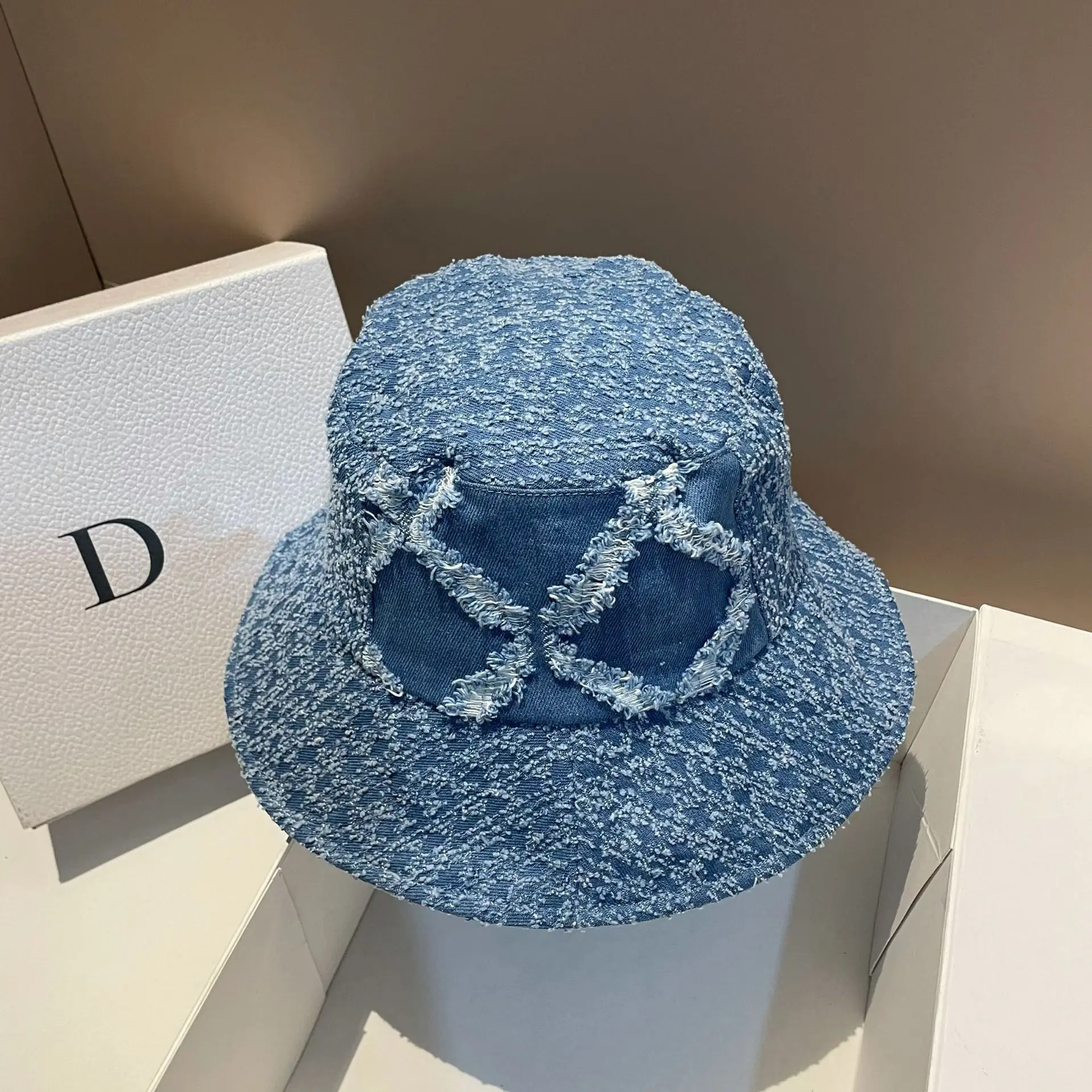 Deisgner Brand Tassel Washed Denim Bucket Hat Spring Summer Women Sunscreen Gorras Fisherman Hat Wide Brim Foldable Panama Cap