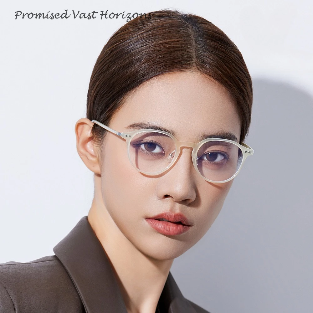 

Can Be Equipped Myopia Glasses Female TR Retro Rivet Thin Frame Nose Pad Adjustable Blue Light Blocking Plano Lens Eyewear Frame