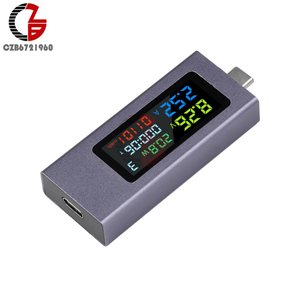 USB Type-C Tester Digital Voltmeter Amperimetro Voltage Current Meter Power Bank Charger Capacity Test Indicator DC 4.5-50V 0-8A