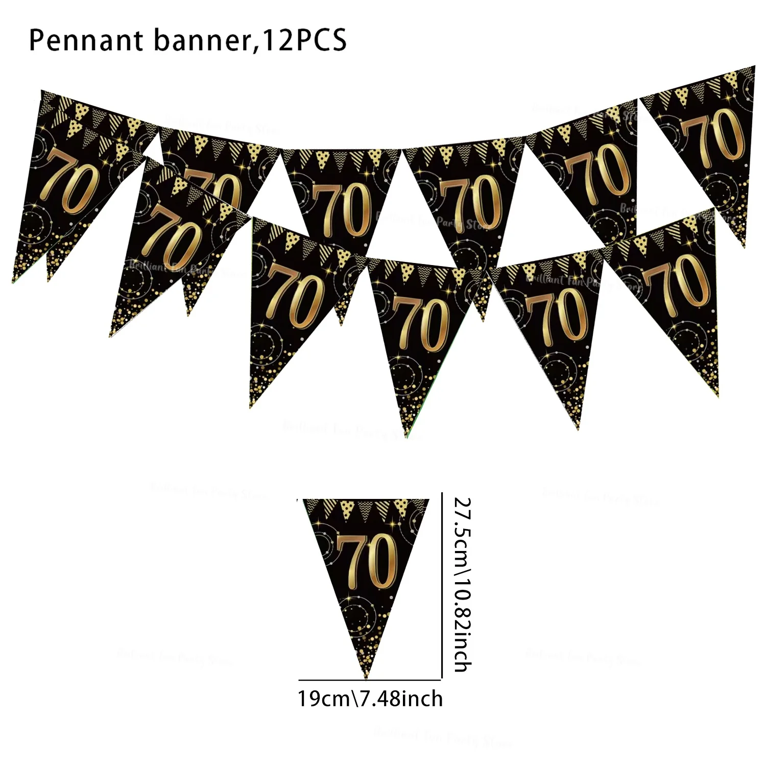 Zwart Goud 30e 40e 50e 60e Milestone Pennant Banner, Volwassen Driehoek Vlag Garland Anniversaire Verjaardagsfeestje Decorbenodigdheden