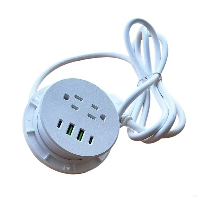 Builts In Mount Power Socket 2AC Plugs 18W USB A 65W USB C Charging Power Strips Compactly Embedded Design For Workspaces
