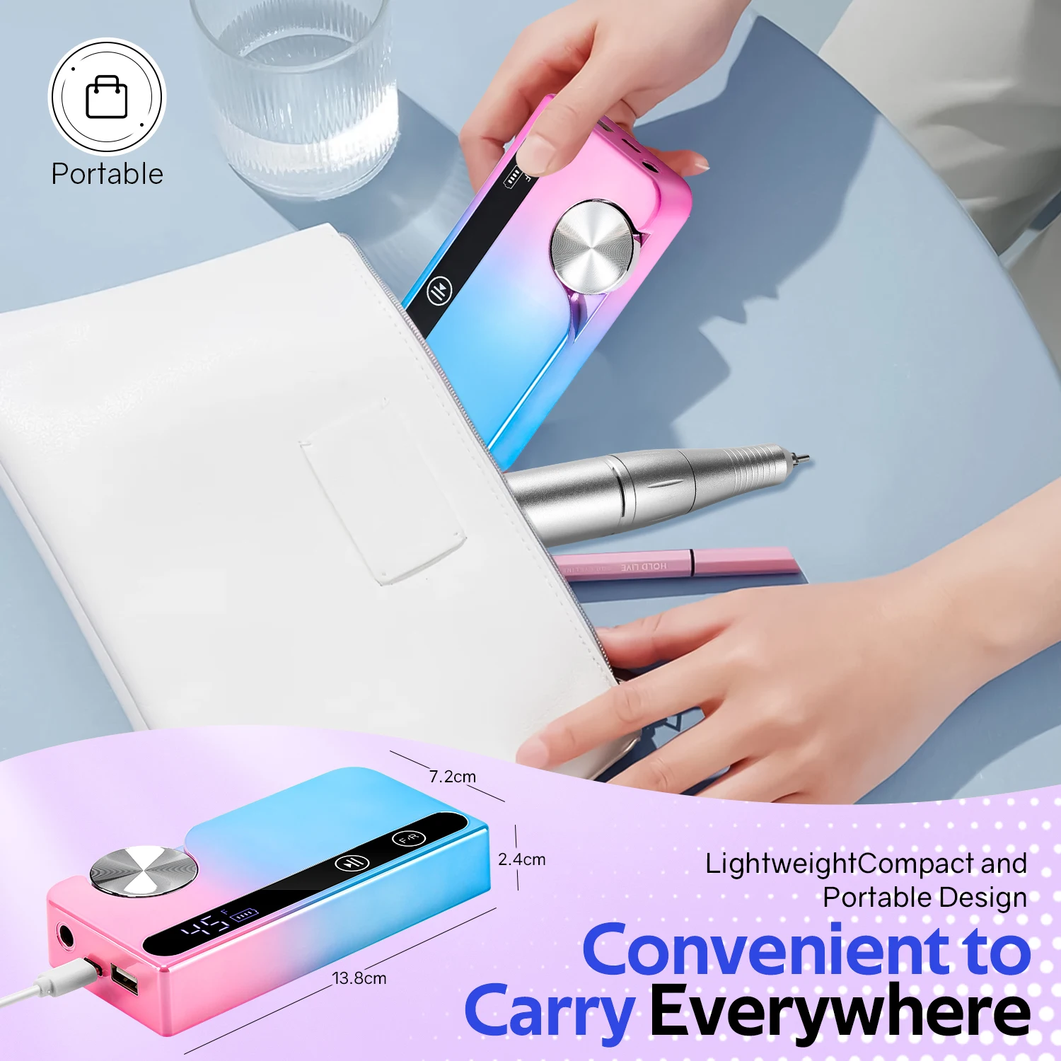 45000 دورة في الدقيقة آلة حفر الأظافر المحمولة جيل طلاء الأظافر ساندر الكهربائية المهنية مسمار مخرطة مع شاشة الكريستال السائل مسمار أدوات الرسم #5