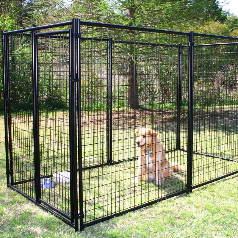 Modular Welded Mesh Dog Kennel Large Outdoor Metal Dog Crate Playpen Heavy Pet Cage House with Secure Door