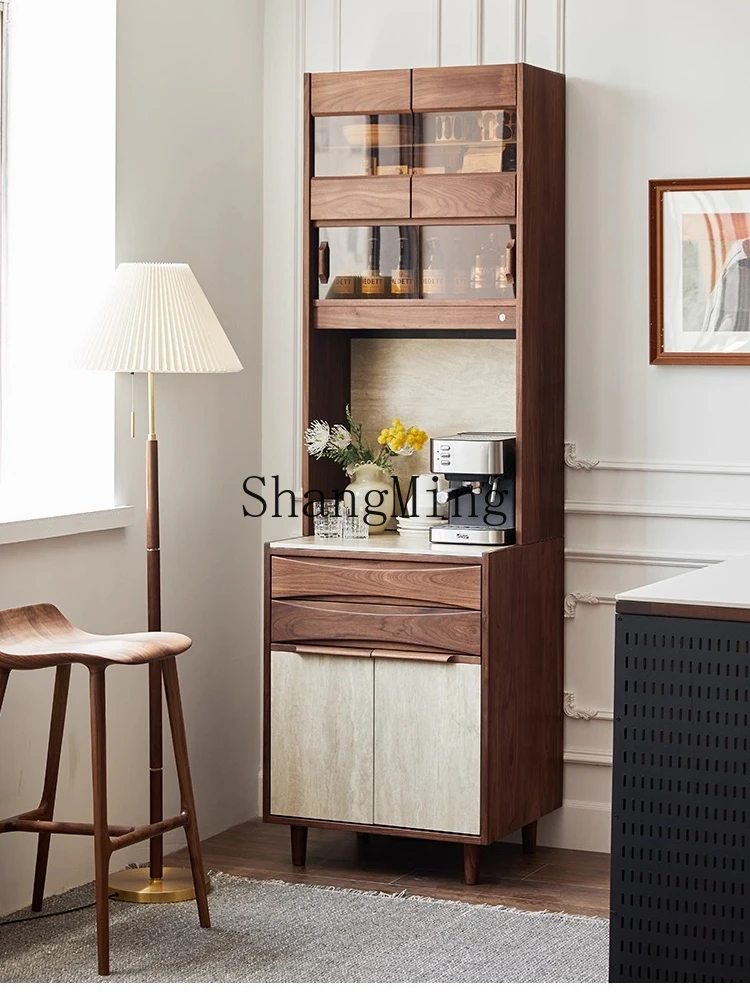 FG good-looking  solid wood household living room rock slab cave stone narrow side cabinet simple storage high cabinet