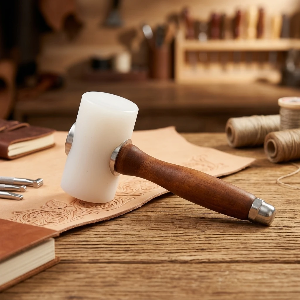 Professional Leather Mallet Ergonomic for Embossing Nylon Carving Hammer DIY Stamping Tool for Crafting Durable Lightweight
