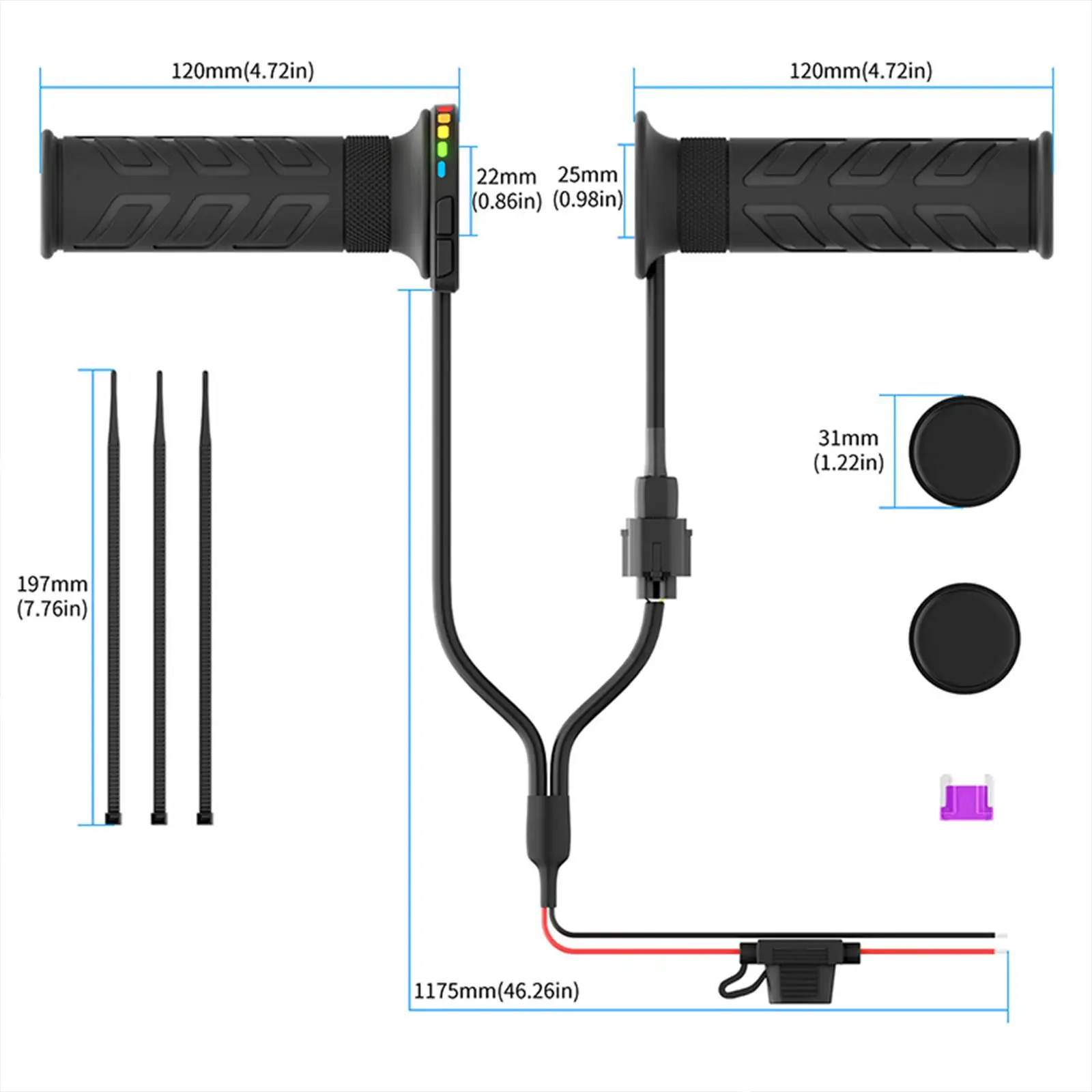 

Twist Throttle Heated Grips Multifunctional Black Sturdy Professional Accessories Replace Parts Speed Controller Grip