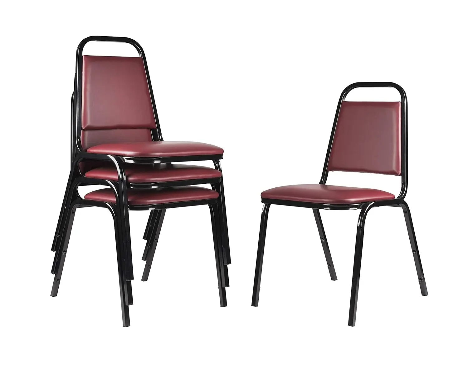 Furnishings Vinyl Upholstered Stack Banquet Chair, (Pack of 4), Burgundy