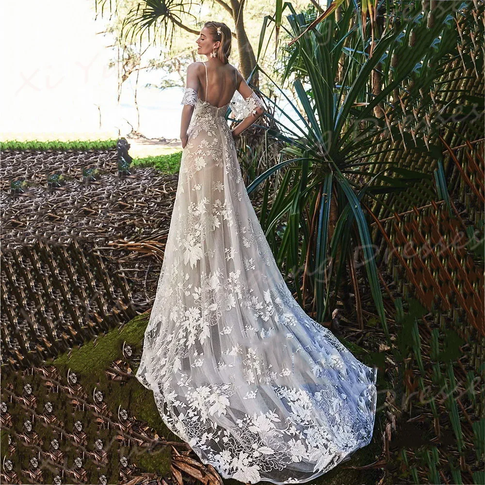 Customized Exquisite Mermaid Women's Wedding Dresses Luxurious Lace Appliques Bride Gowns Charming Backless Tulle Wedding Gown