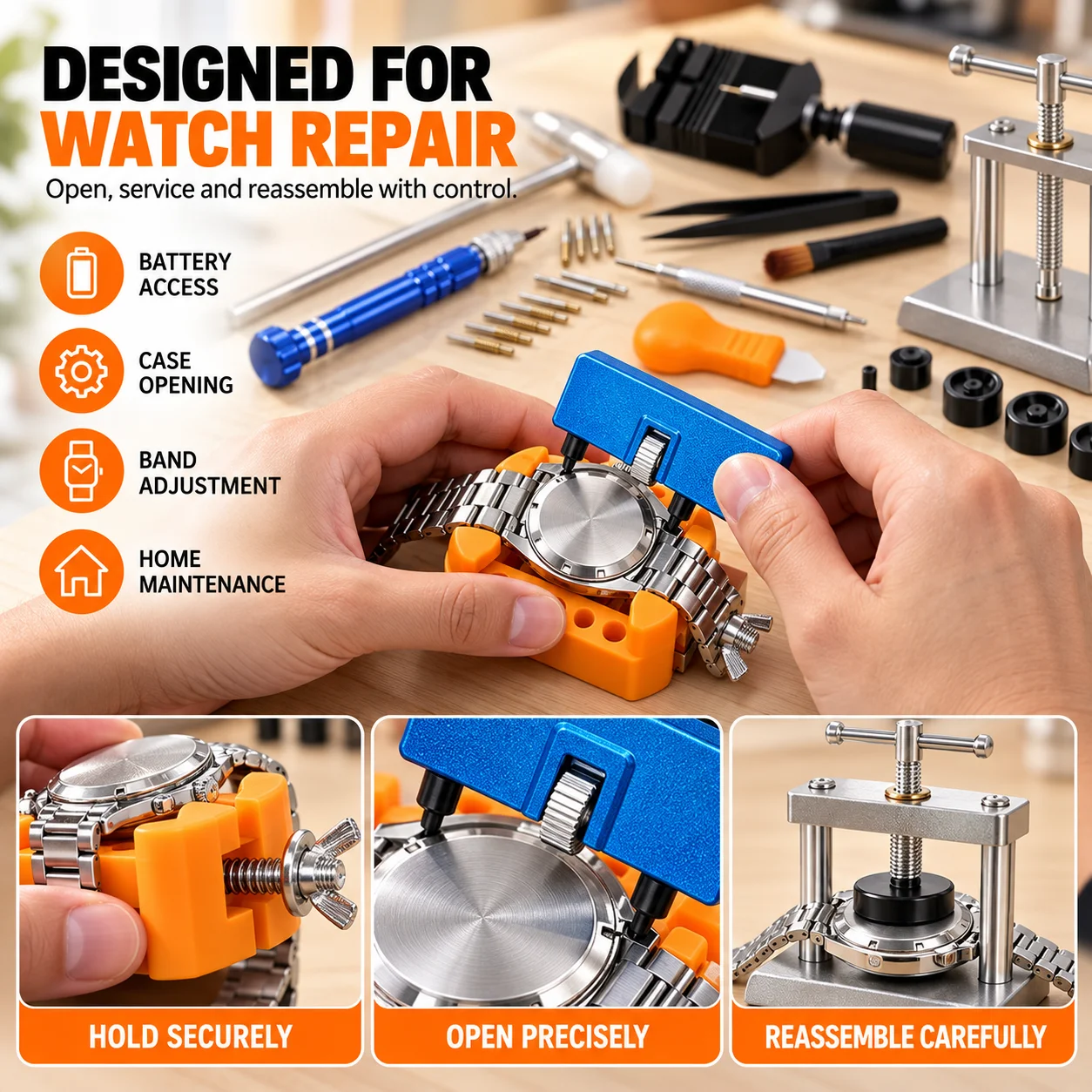 2058 Watch Case Holder Multi-Purpose Mini Vise for Repair Carving Jewelry Making -Stable Non-Slip Precision Ergonomic Clamp Tool