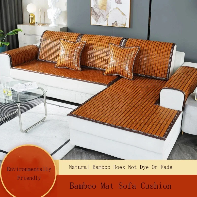 Summer Cool Natural Bamboo Sofa Cushion Mat, Breathable Non-Slip Cooling Pad, Multi-scene Bamboo Mat for Sofa, Bedroom & Baby
