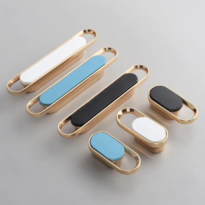 Luxury Nordic Gold Black Kitchen Cabinet Door Handle Wardrobe Drawer Knob Personality Simple Furniture Hardware Home Decoration