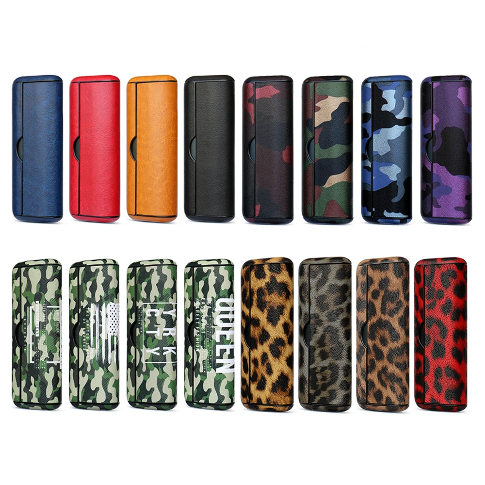 JINXINGCHENG Leather Case for IQOS ILUMA Prime Cover Bag Holder Pouch Protective Accessories Leopard Camouflage Lichee Style