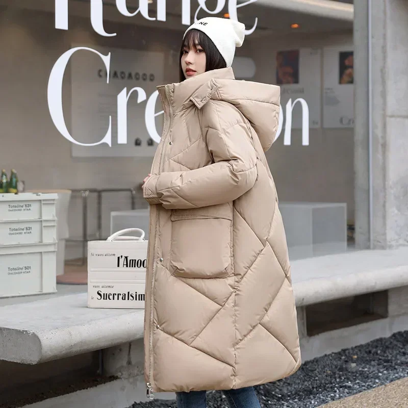 Solid Plaid Parkas for Women 2025 New Autumn Winter Fashion Zipper Single Breasted Parkas Vintage Looae Casual Parkas