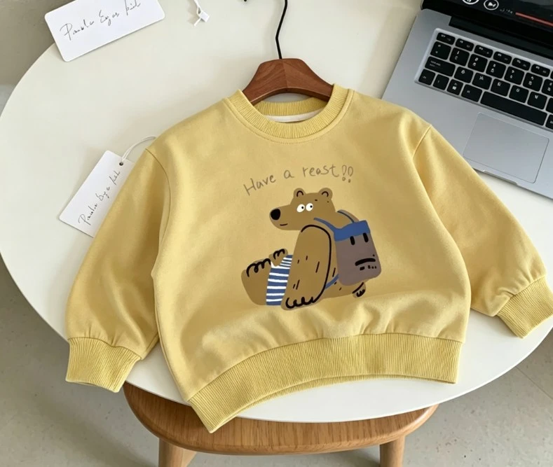Toddler Have A Reast Bear Print Sweatshirt Kids Crewneck Pullover With Cartoon Bear Design In Multiple Color Options Tops Cloth
